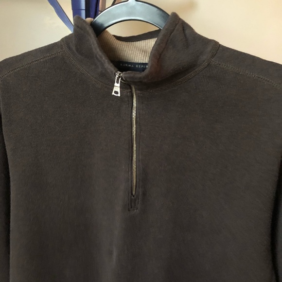 Banana Republic Quarter-Zip Brown Sweater Size L - Picture 3 of 8